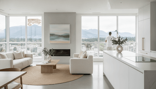 Bright, freshly cleaned Vancouver apartment with mountain and city views